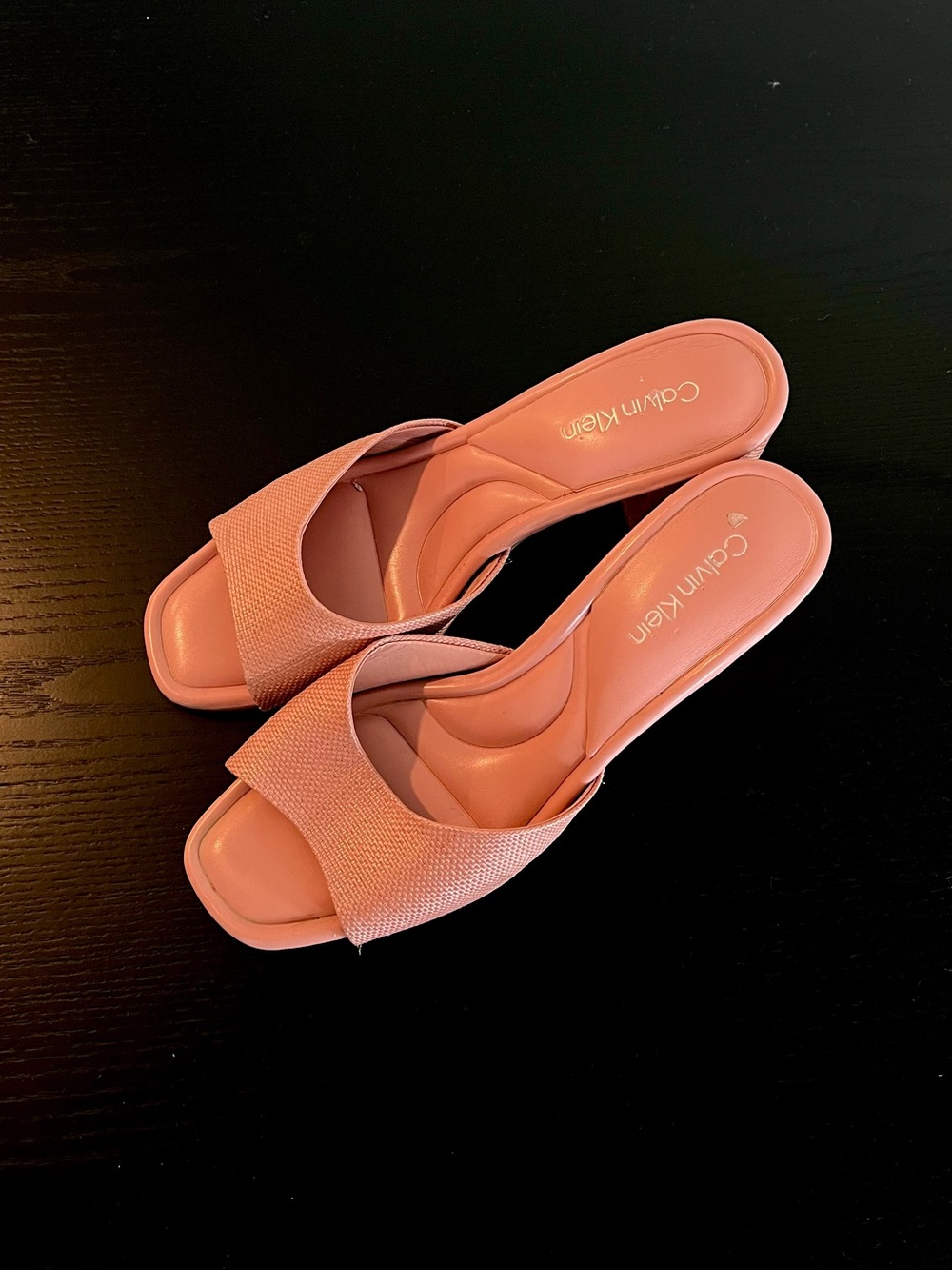Calvin Klein Coral Pink Slide Heels for Women